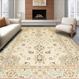 Ultra Soft Area Rug, Non Slip, Stain Resistant, Washable Area Rugs for Living Room, Bedroom, Rustic Gray Medallion Theme(Beige)
