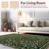 Ultra Soft Area Rug, Non Slip, Stain Resistant, Washable Area Rugs for Living Room, Bedroom, Floral Soft Dining Room Washable Area Rug(Black)