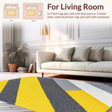 Ultra Soft Area Rug, Non Slip, Stain Resistant, Washable Area Rugs for Living Room, Bedroom, Modern Striped Yellow Grey Bathroom Quick Dry Rug(Yellow)