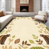 Beige Nursery Highlighting Playful Bear and Woodland Iconography(Beige)