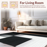 Ultra Soft Area Rug, Non Slip, Stain Resistant, Washable Area Rugs for Living Room, Bedroom, Trendy Abstract Black and Grey Design(Black)