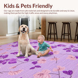 Ultra Soft Area Rug, Non Slip, Stain Resistant, Washable Area Rugs for Living Room, Bedroom, Delicate Circular Nature Theme(Purple)