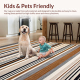 Ultra Soft Area Rug, Non Slip, Stain Resistant, Washable Area Rugs for Living Room, Bedroom, Elegant Striped Neutral Aesthetic(Brown)