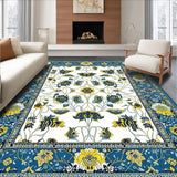 Ultra Soft Area Rug, Non Slip, Stain Resistant, Washable Area Rugs for Living Room, Bedroom, Rustic Floral Patterned Elegance(White)
