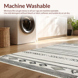 Ultra Soft Area Rug, Non Slip, Stain Resistant, Washable Area Rugs for Living Room, Bedroom, Rustic Tiled Pattern Aesthetic(Black)