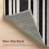 Ultra Soft Area Rug, Non Slip, Stain Resistant, Washable Area Rugs for Living Room, Bedroom, Onyx & Linen Stripe Woven Rug, Stylish Hallway Accent Carpet(Black)