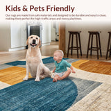 Ultra Soft Area Rug, Non Slip, Stain Resistant, Washable Area Rugs for Living Room, Bedroom, Abstract Checkered Brown Blue Living Room Rug(Gold)