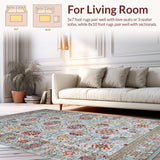 Ultra Soft Area Rug, Non Slip, Stain Resistant, Washable Area Rugs for Living Room, Bedroom, Chic Vintage Botanical Motif(Gray)