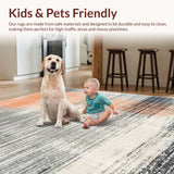 Ultra Soft Area Rug, Non Slip, Stain Resistant, Washable Area Rugs for Living Room, Bedroom, Boho Chic Area Rug: Peach, Cream, & Carbon Grey Design(Gray)