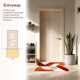 Ultra Soft Area Rug, Non Slip, Stain Resistant, Washable Area Rugs for Living Room, Bedroom, Rust Ivory Geometric Living Room Shag Rug(Orange)