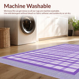 Ultra Soft Area Rug, Non Slip, Stain Resistant, Washable Area Rugs for Living Room, Bedroom, Pastel Checkerboard Aesthetic(Purple)