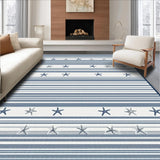 Ultra Soft Area Rug, Non Slip, Stain Resistant, Washable Area Rugs for Living Room, Bedroom, Rustic Marine Inspired Striped Charm(Blue)