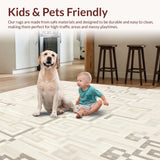 Ivory Beige Geometric Area Distinctive Patterned Floor Accent(Beige)