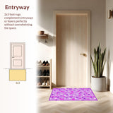 Ultra Soft Area Rug, Non Slip, Stain Resistant, Washable Area Rugs for Living Room, Bedroom, Whimsical Colorful Paw Print Aesthetic(Purple)