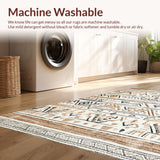 Ultra Soft Area Rug, Non Slip, Stain Resistant, Washable Area Rugs for Living Room, Bedroom, Stylish Abstract Artful Motif(Beige)