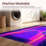 Ultra Soft Area Rug, Non Slip, Stain Resistant, Washable Area Rugs for Living Room, Bedroom, Retro Futuristic Colorful Composition(Purple)