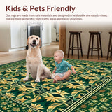 Ultra Soft Area Rug, Non Slip, Stain Resistant, Washable Area Rugs for Living Room, Bedroom, Leaf(Green)