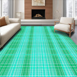 Ultra Soft Area Rug, Non Slip, Stain Resistant, Washable Area Rugs for Living Room, Bedroom, Luxurious Green Tiled Design(Blue)
