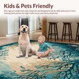 Ultra Soft Area Rug, Non Slip, Stain Resistant, Washable Area Rugs for Living Room, Bedroom, Coastal Starfish Beige Dark Turquoise Ocean Life Accent(Blue)