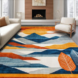 Ultra Soft Area Rug, Non Slip, Stain Resistant, Washable Area Rugs for Living Room, Bedroom, Serene Abstract Horizon Illustration(Orange)