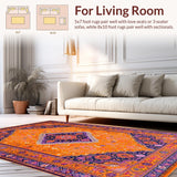 Ultra Soft Area Rug, Non Slip, Stain Resistant, Washable Area Rugs for Living Room, Bedroom, Chic Modern Layered Textures(Orange)