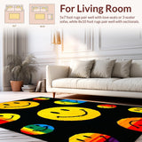 Ultra Soft Area Rug, Non Slip, Stain Resistant, Washable Area Rugs for Living Room, Bedroom, Charming Educational Playful Motif(Yellow)