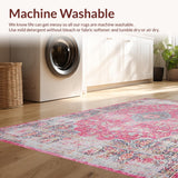 Ultra Soft Area Rug, Non Slip, Stain Resistant, Washable Area Rugs for Living Room, Bedroom, Chic Vintage Geometric Composition(Pink)