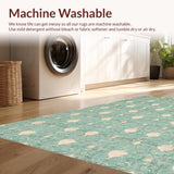Ultra Soft Area Rug, Non Slip, Stain Resistant, Washable Area Rugs for Living Room, Bedroom, Cute Aesthetic Scalloped Bow Rug for Trendy Bathroom Spaces(Blue)