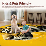 Ultra Soft Area Rug, Non Slip, Stain Resistant, Washable Area Rugs for Living Room, Bedroom, Eclectic Animal Motif Decor(Yellow)