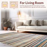 Ultra Soft Area Rug, Non Slip, Stain Resistant, Washable Area Rugs for Living Room, Bedroom, Inviting Warm Toned Stripe Composition(Orange)