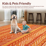 Ultra Soft Area Rug, Non Slip, Stain Resistant, Washable Area Rugs for Living Room, Bedroom, Contemporary Rustic Orange Elegance(Orange)