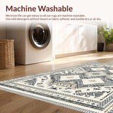 Ultra Soft Area Rug, Non Slip, Stain Resistant, Washable Area Rugs for Living Room, Bedroom, Rustic Ogee Motif Delight(Beige)