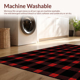 Ultra Soft Area Rug, Non Slip, Stain Resistant, Washable Area Rugs for Living Room, Bedroom, Rustic Monochrome Striped Charm(Red)