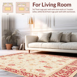 Ultra Soft Area Rug, Non Slip, Stain Resistant, Washable Area Rugs for Living Room, Bedroom, Chic Boho Floral Medallion Area Pet & Kid Friendly Easy Care(Beige)