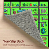 Ultra Soft Area Rug, Non Slip, Stain Resistant, Washable Area Rugs for Living Room, Bedroom, City-Themed Green Educational Playroom Carpet(Blue)