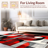 Ultra Soft Area Rug, Non Slip, Stain Resistant, Washable Area Rugs for Living Room, Bedroom, Modern Artistic Audio Vibes(Red)