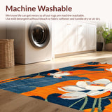 Ultra Soft Area Rug, Non Slip, Stain Resistant, Washable Area Rugs for Living Room, Bedroom, Dynamic Nature-Themed Motif(Orange)