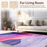Ultra Soft Area Rug, Non Slip, Stain Resistant, Washable Area Rugs for Living Room, Bedroom, Vibrant Abstract Layered Design(Purple)