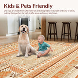 Ultra Soft Area Rug, Non Slip, Stain Resistant, Washable Area Rugs for Living Room, Bedroom, Rustic Diamond Lattice Motif(Orange)