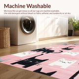 Ultra Soft Area Rug, Non Slip, Stain Resistant, Washable Area Rugs for Living Room, Bedroom, Modern Cute Cat Print Concept(Pink)