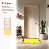 Ultra Soft Area Rug, Non Slip, Stain Resistant, Washable Area Rugs for Living Room, Bedroom, Charming Pastel Floral Medley(Yellow)