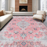 Ultra Soft Area Rug, Non Slip, Stain Resistant, Washable Area Rugs for Living Room, Bedroom, Contemporary Abstract Circular Design(Pink)