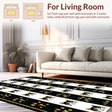 Ultra Soft Area Rug, Non Slip, Stain Resistant, Washable Area Rugs for Living Room, Bedroom, Whimsical Cat Silhouette Accent(Black)