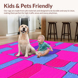 Ultra Soft Area Rug, Non Slip, Stain Resistant, Washable Area Rugs for Living Room, Bedroom, Cute Minimalist Floral Geometry(Pink)
