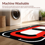 Ultra Soft Area Rug, Non Slip, Stain Resistant, Washable Area Rugs for Living Room, Bedroom, Sleek Checkered Racing Style(Black)
