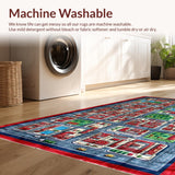 Ultra Soft Area Rug, Non Slip, Stain Resistant, Washable Area Rugs for Living Room, Bedroom, Colorful Cityscape Educational Rug(Red)