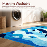 Ultra Soft Area Rug, Non Slip, Stain Resistant, Washable Area Rugs for Living Room, Bedroom, Kid-Friendly Fun Animal Imagery(Blue)