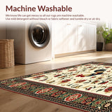 Ultra Soft Area Rug, Non Slip, Stain Resistant, Washable Area Rugs for Living Room, Bedroom, Rustic Farmhouse Kitchen Area with Charming Rooster & Floral Print(Beige)