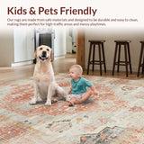 Ultra Soft Area Rug, Non Slip, Stain Resistant, Washable Area Rugs for Living Room, Bedroom, Sophisticated Earthy Geometric Arrangement(Red)
