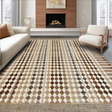 Ultra Soft Area Rug, Non Slip, Stain Resistant, Washable Area Rugs for Living Room, Bedroom, Rustic Brown Abstract Geometry(Beige)
